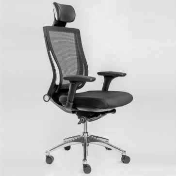 Кресло FALTO TRIUM TRI-11KALM-AL/BK-BK Спинка сетка черная/сидение ткань черная/ Каркас черн - 1